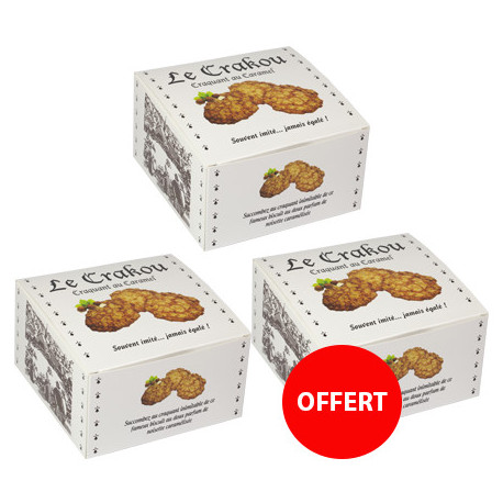 2 boîtes de crakou caramel achetées, la 3ème OFFERTE