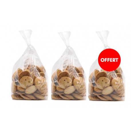 2 sablés caramel 500G achetés, le 3 ème offert